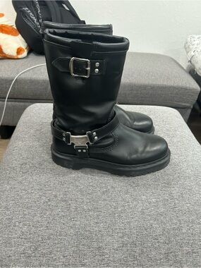 Dr. Martens Black Leather Harness Boots